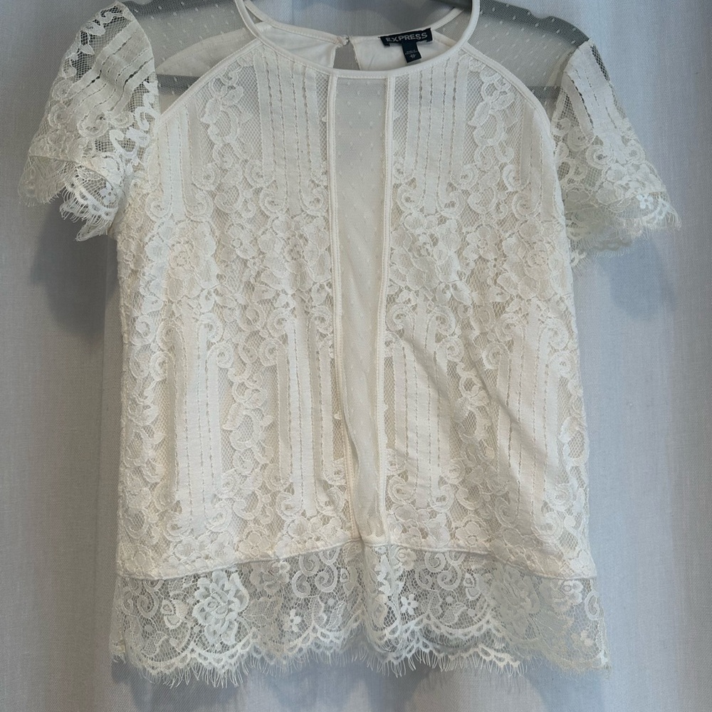 Express White Lace Blouse - Picture 3 of 7